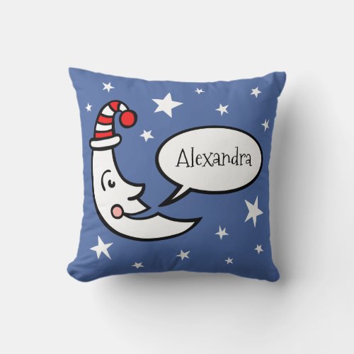 Personalized Moon and Stars Throw Pillow Cushion