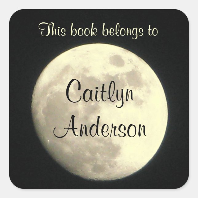 Personalized Moon Bookplate Sticker (Front)