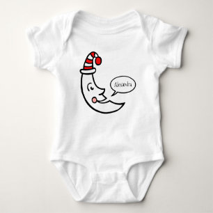 Personalized Moon Face and Stars Baby Baby Bodysuit