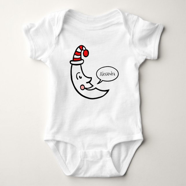 Personalized Moon Face and Stars Baby Bodysuit (Front)