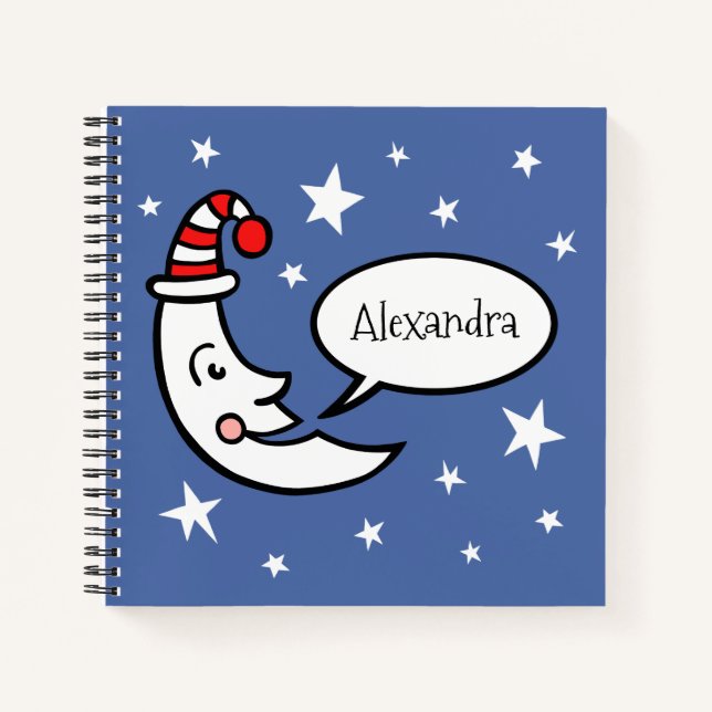 Personalized Moon Face and Stars Notebook (Front)