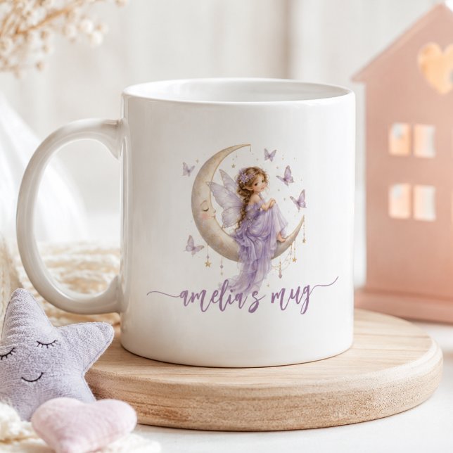 Personalized Moon Fairy Name | Lavender Butterfly Coffee Mug (Personalized Moon Fairy Name | Lavender Butterfly Coffee Mug)
