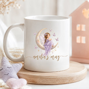 Personalized Moon Fairy Name Lavender Butterfly Coffee Mug