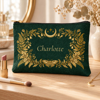Personalized Moon Moth Botanical Cosmetic Bag