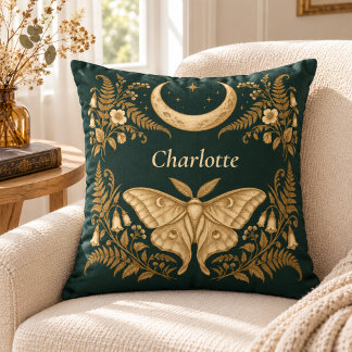 Personalized Moon Moth Botanical Witch Pillow
