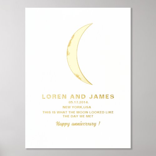 Personalized moon phase Anniversary Foil Prints