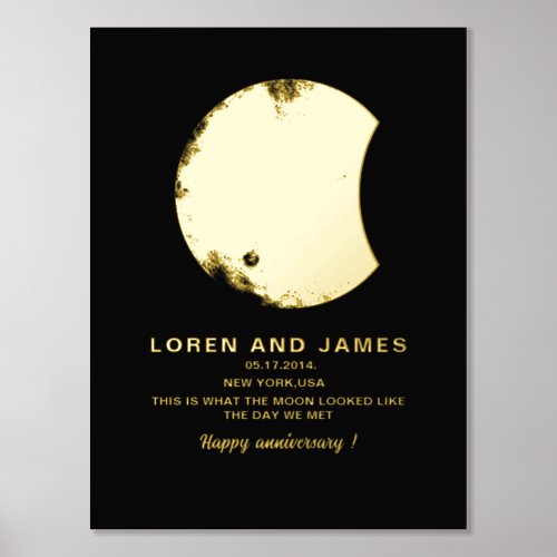Personalized moon phase Anniversary Foil Prints