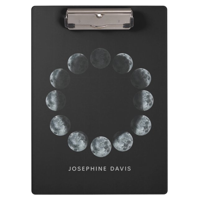 Personalized Moon Phase Circle with Name School Clipboard (Front)