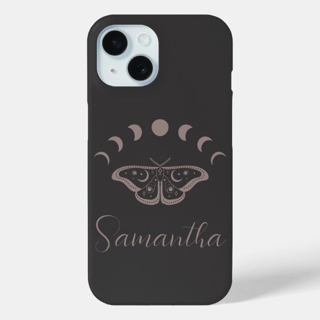 Personalized Moon Phase Moth Case-Mate iPhone Case (Back)