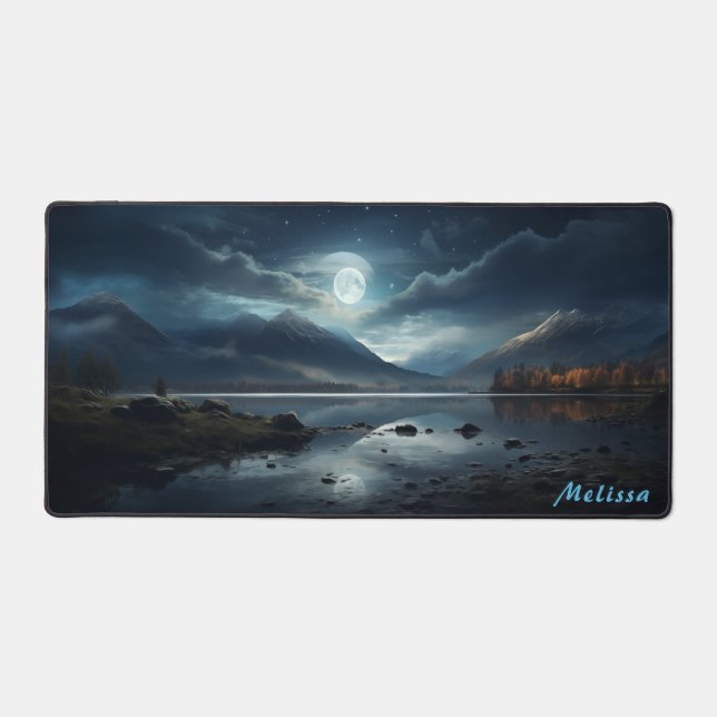 Personalized Moonlight Night Landscape Desk Mat  (Front)
