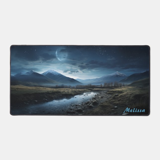 Personalized Moonlight Night Landscape Desk Mat  (Front)