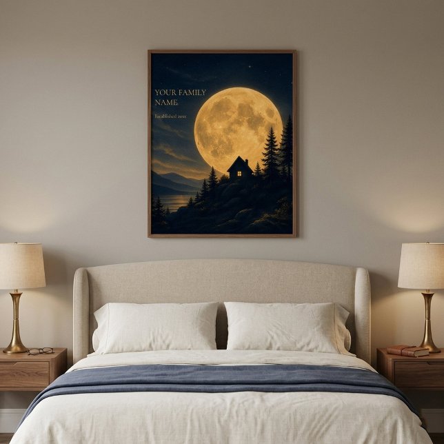 Personalized Moonlit Cabin Wall Art Print (Creator Uploaded)