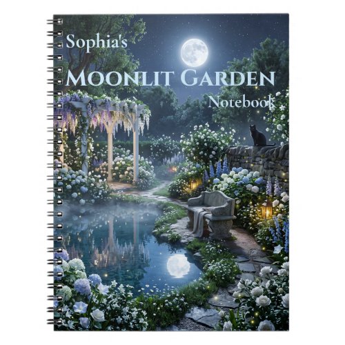 Personalized Moonlit Garden Spiral Notebook