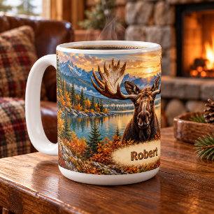Personalized Moose Mountain Lake Coffee Mug