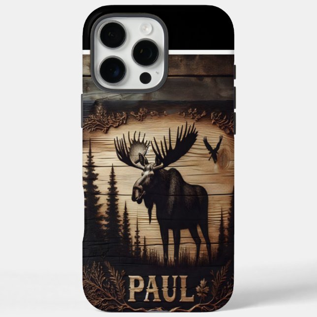 Personalized Moose Wood Sign Case-Mate iPhone Case (Back)