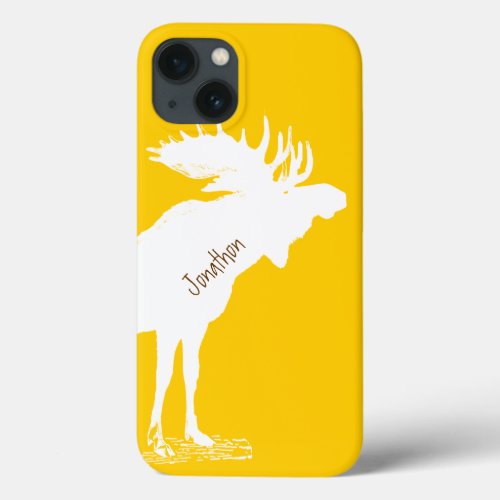 Personalized Moose Yellow Changes to Any Color iPhone 13 Case