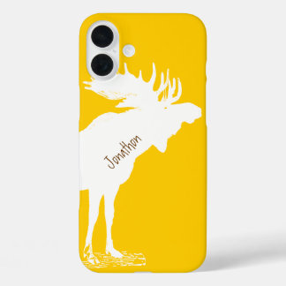Personalized Moose Yellow Changes to Any Color iPhone 16 Plus Case