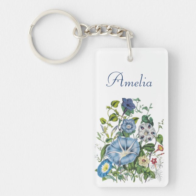 Personalized Morning Glories Keychain (Front)