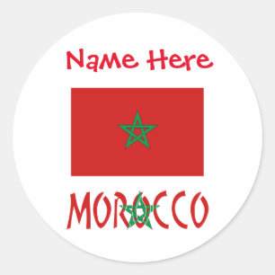 Personalized Morocco Flag Name Classic Round Sticker