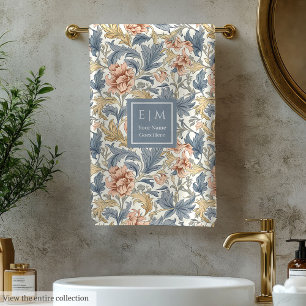 Personalized Morris Style Art Nouveau Floral Art Bath Towel Set