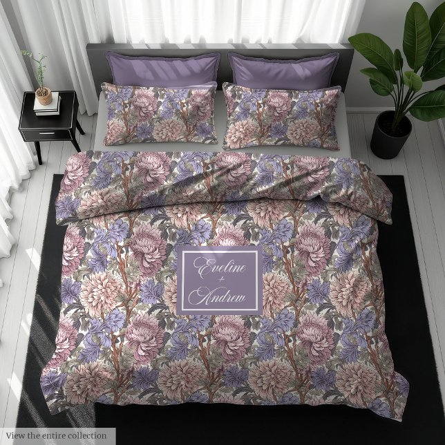 Personalized Morris Style Pastel Floral Duvet Cover (Personalized Morris Style Pastel Floral Duvet Cover)