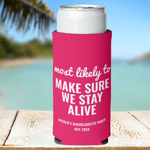 Personalized Most Likely To Funny Bachelorette Seltzer Can Cooler