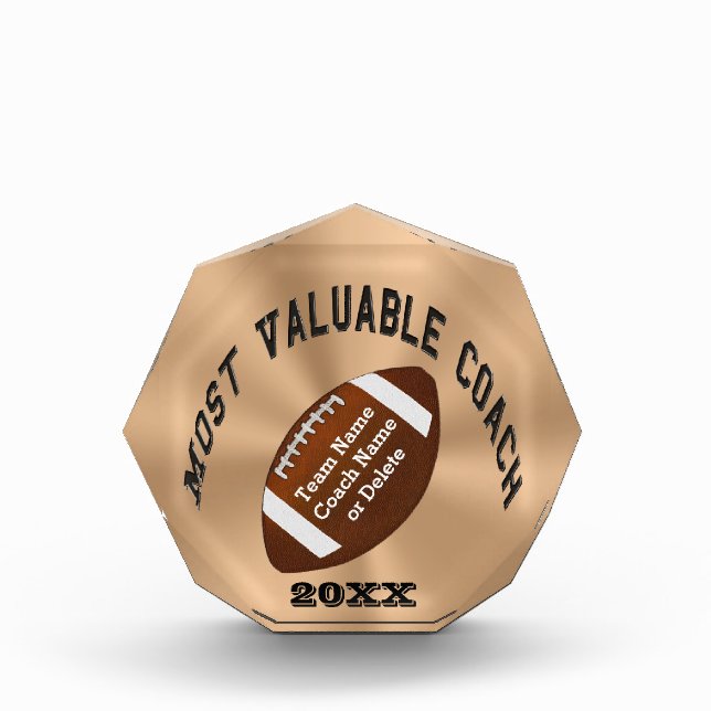 Personalized Most Valuable Football Coach Award (Front)
