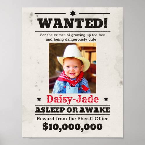 Personalized Most Wanted Poster Girl Boy Old West 