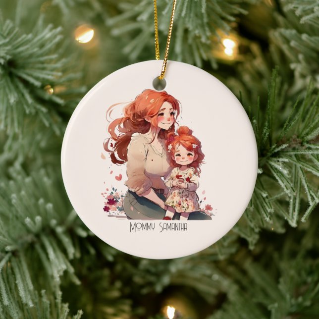 Personalized Mother and Daughter Ceramic Ornament (Tree)
