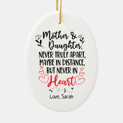 Personalized Mother And daughter Distance Ceramic Ornament