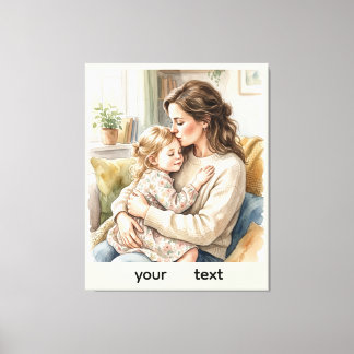 Personalized Mother and Daughter Hug Canvas Print
