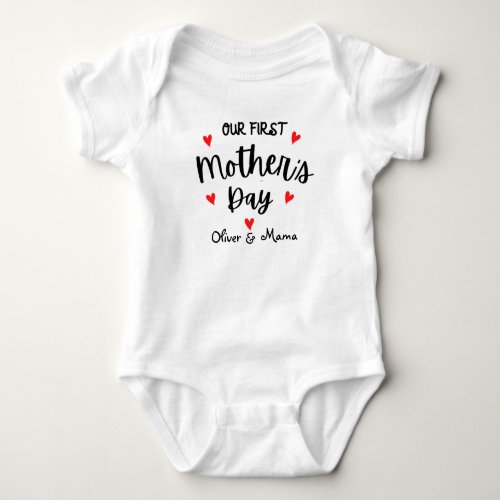 Personalized Mother Baby  Mothers Day T_Shirt Baby Bodysuit
