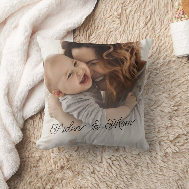 Personalized Mother Child Photo Throw Pillow (Blanket)