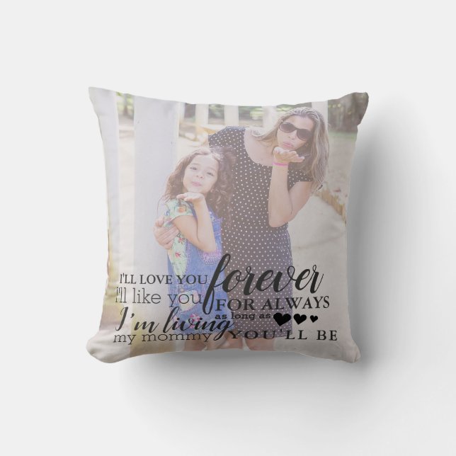 Personalized Mother Daughter Photo Quote Pillow (Front)