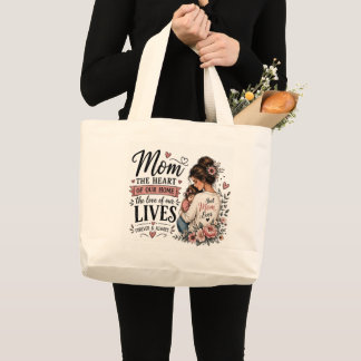 Personalized Mother Day Gift Script Typographic  Large Tote Bag