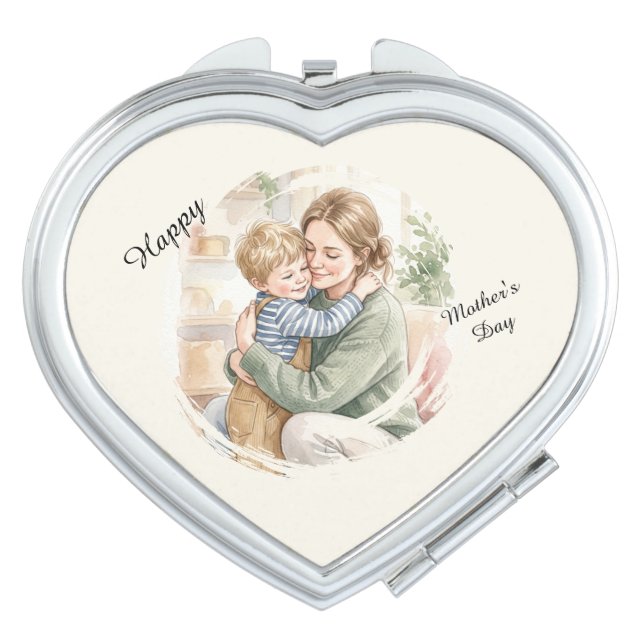 Personalized  Mother  Hugging som watercolor  Compact Mirror (Front)