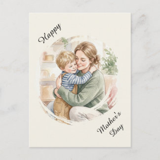 Personalized  Mother  Hugging som watercolor  Postcard