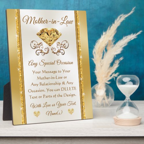 Personalized Mother_in_Law Gifts for Any Occasion Plaque