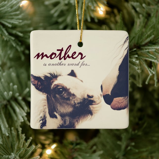 Personalized Mother is Another Word for Love Horse Ceramic Ornament (Tree)