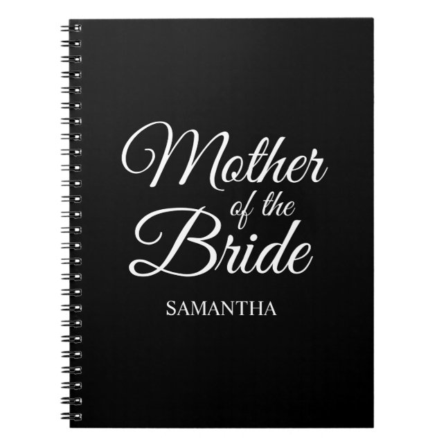 Personalized Mother of the Bride Black and White Notebook (Front)