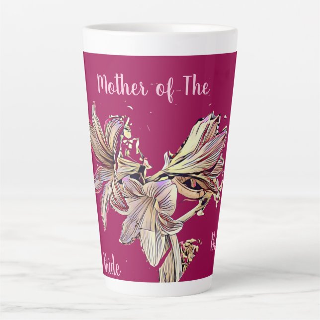 Personalized Mother of the Bride Floral Mulberry Latte Mug (Front)