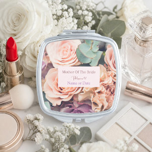 Personalized Mother of the Bride Pink Roses Gift Compact Mirror