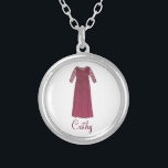 Personalized Mother of the Bride Wedding Necklace<br><div class="desc">Necklace features an original marker illustration of a pretty burgundy mother-of-the-bride dress. Simply personalize for a unique bridal party gift!

Designer is available to create and upload custom designs to match the colors and themes of your wedding--click "Ask this Designer" to begin the design process!</div>