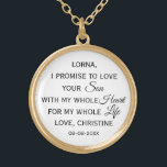 Personalized Mother of the Groom Gift From Bride Gold Plated Necklace<br><div class="desc">Beautiful and classic gift for the Mother of the GROOM from Bride personalized with the Mother of the Groom's name,  Bride's name,  and wedding date</div>