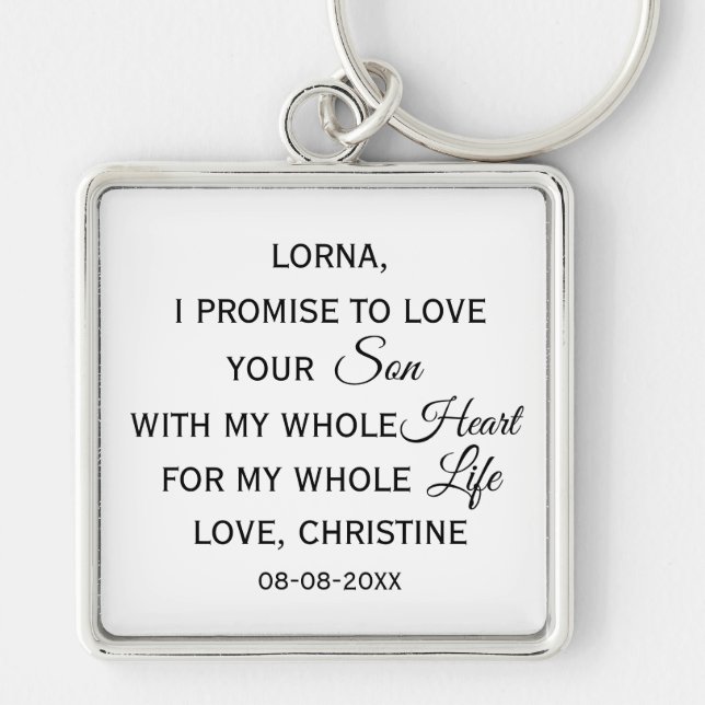Personalized Mother of the Groom Gift From Bride Keychain (Front)