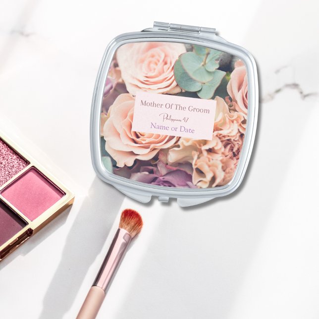 Personalized Mother of the Groom Pink Roses Bible Compact Mirror (Creator Uploaded)