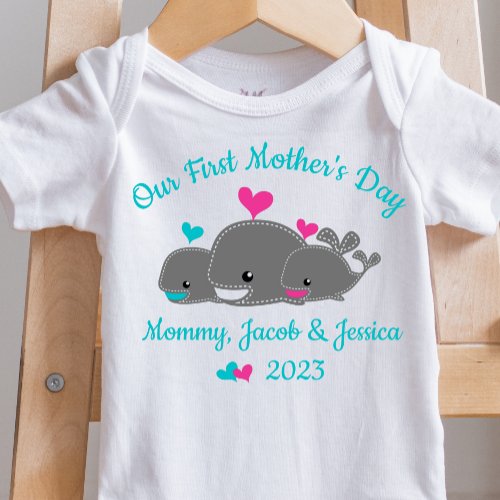 Personalized Mother Of Twins Baby Bodysuit