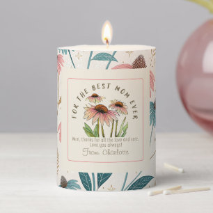 Personalized Mother´s Day Floral Gift Pillar Candle