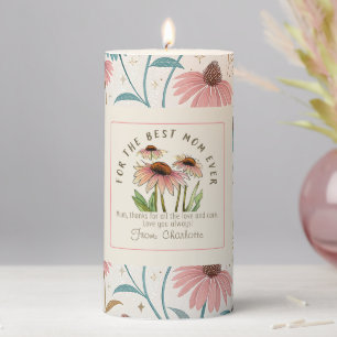 Personalized Mother´s Day Floral Gift Pillar Candle