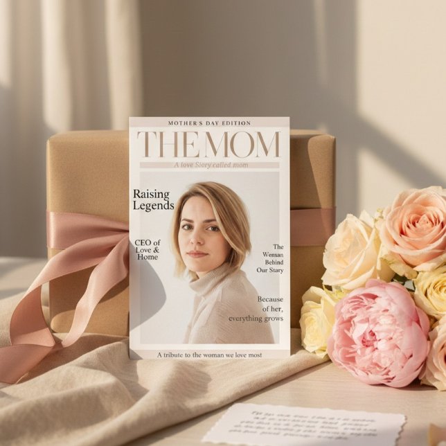 Personalized Mother’s Day Magazine Style MOM Photo Holiday Card (Creator Uploaded)